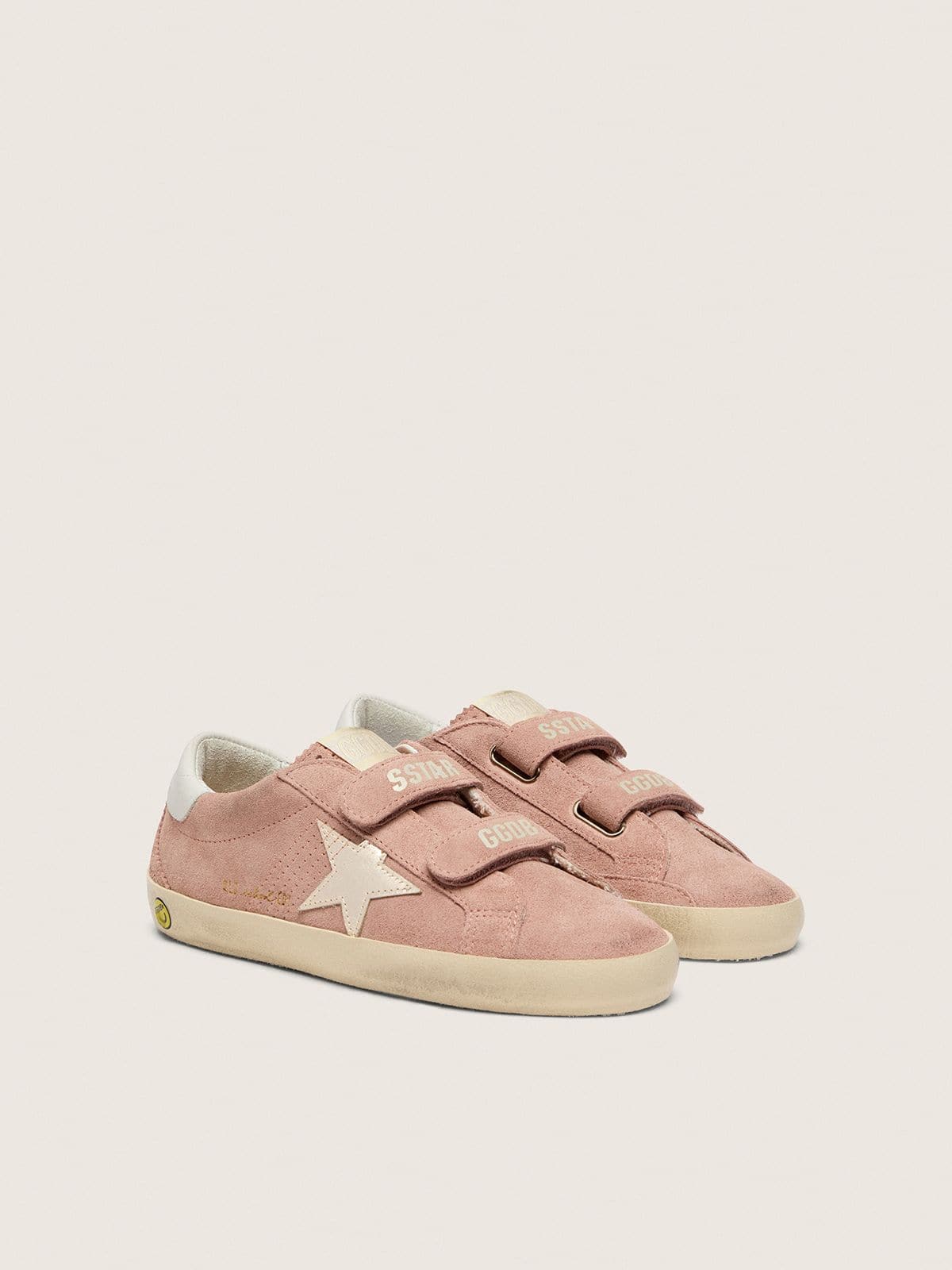 Young Old School in pink suede with platinum metallic leather star