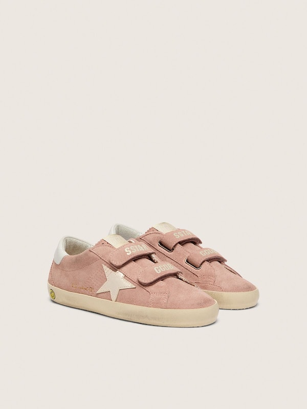 Young Old School in pink suede with platinum metallic leather star