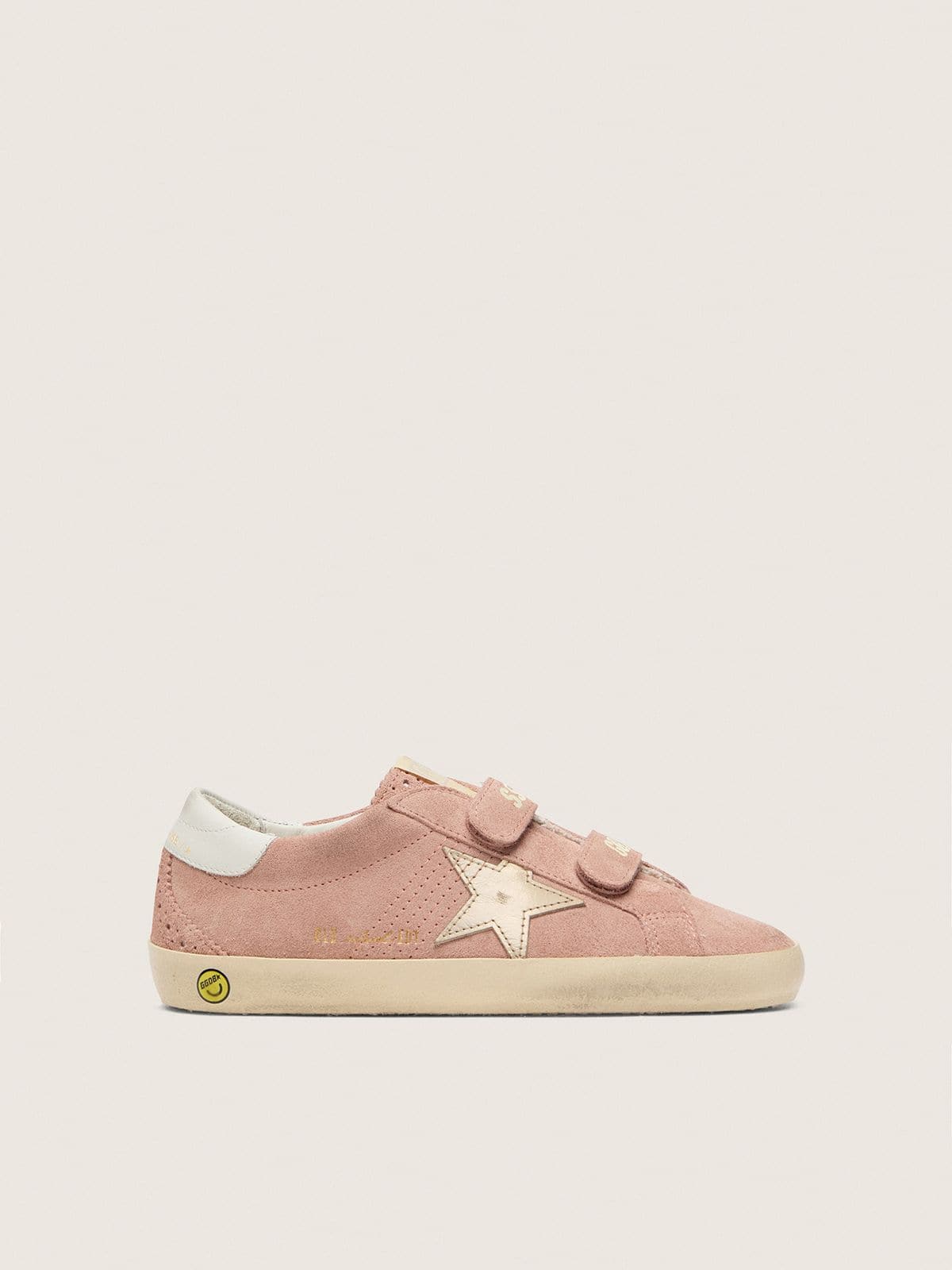 Golden Goose - Young Old School in pink suede with platinum metallic leather star in 