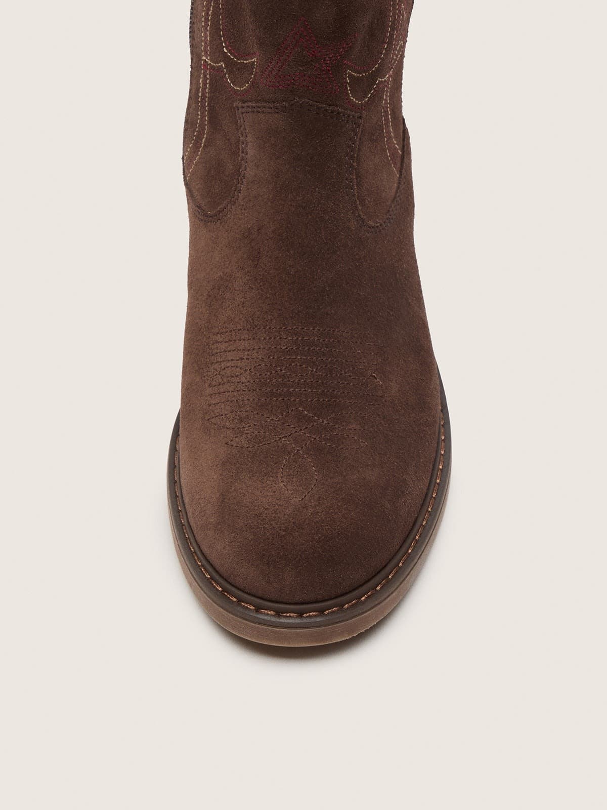 Golden Goose - Young Wish Star boots in brown suede with flower embroidery in 