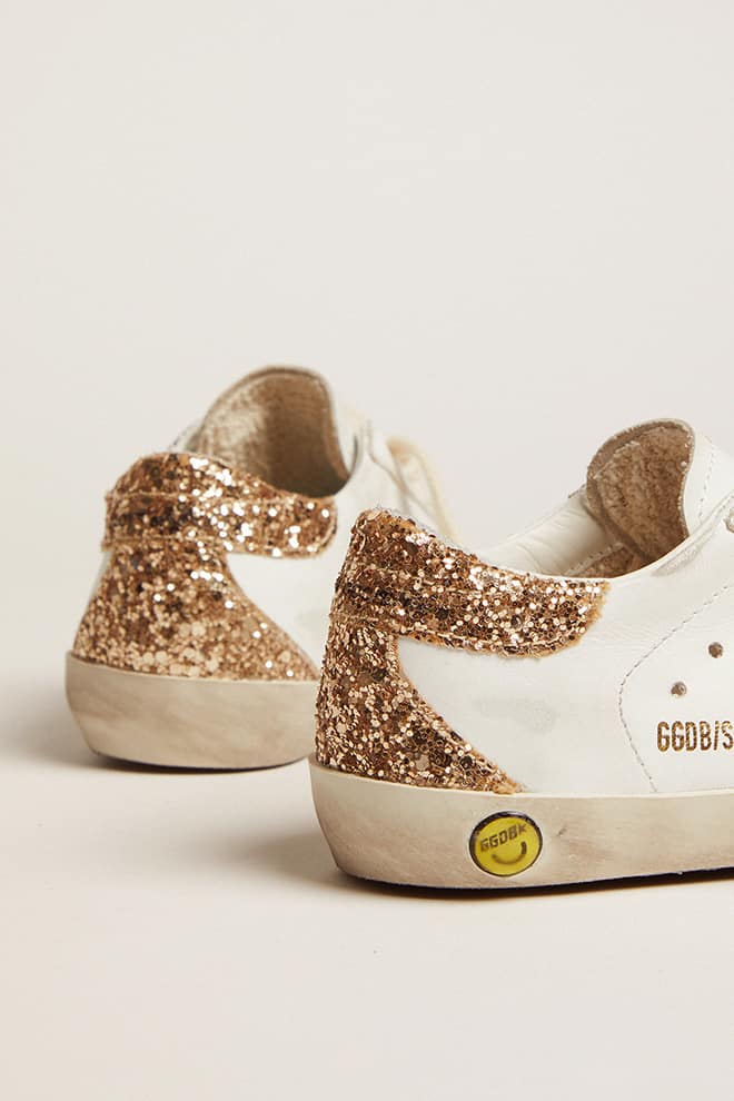 Golden Goose - Junior super-star with gold glitter heel in 