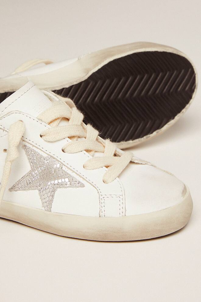 Golden Goose - Junior super-star with gold glitter heel in 