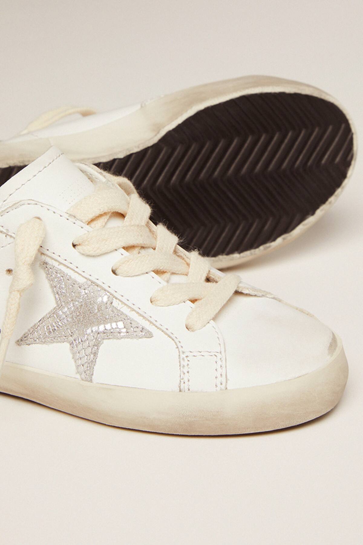 Golden Goose - Junior super-star with gold glitter heel in 