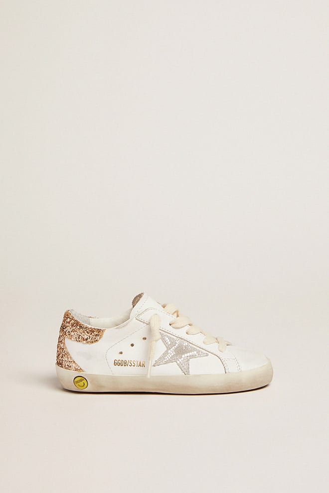 Golden Goose - Junior super-star with gold glitter heel in 