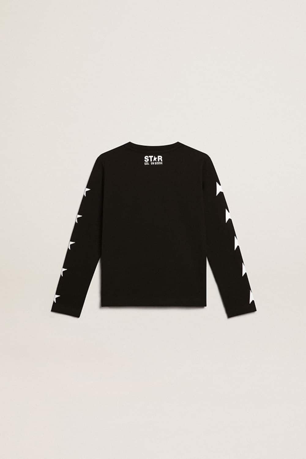 Golden Goose - Boys’ black sweatshirt with contrasting white stars in 