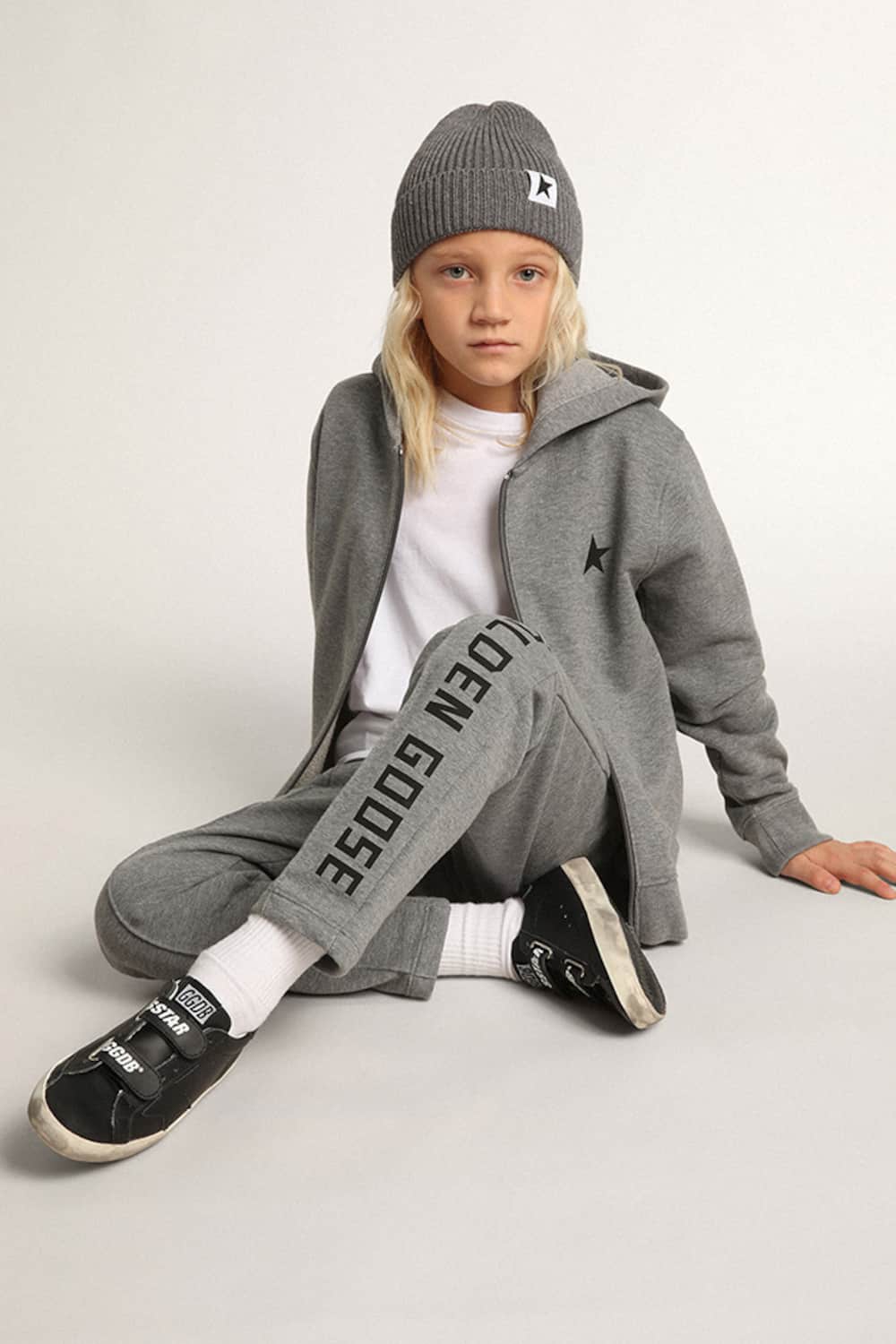 Golden Goose - Gray joggers with printed logo in 