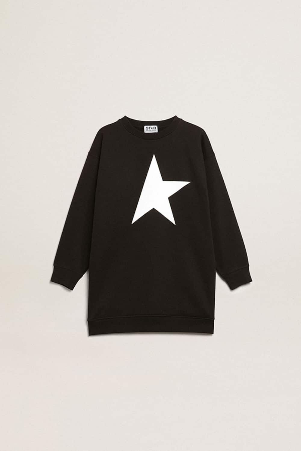Golden Goose - Robe sweat-shirt noire pour fille avec étoile blanche in 