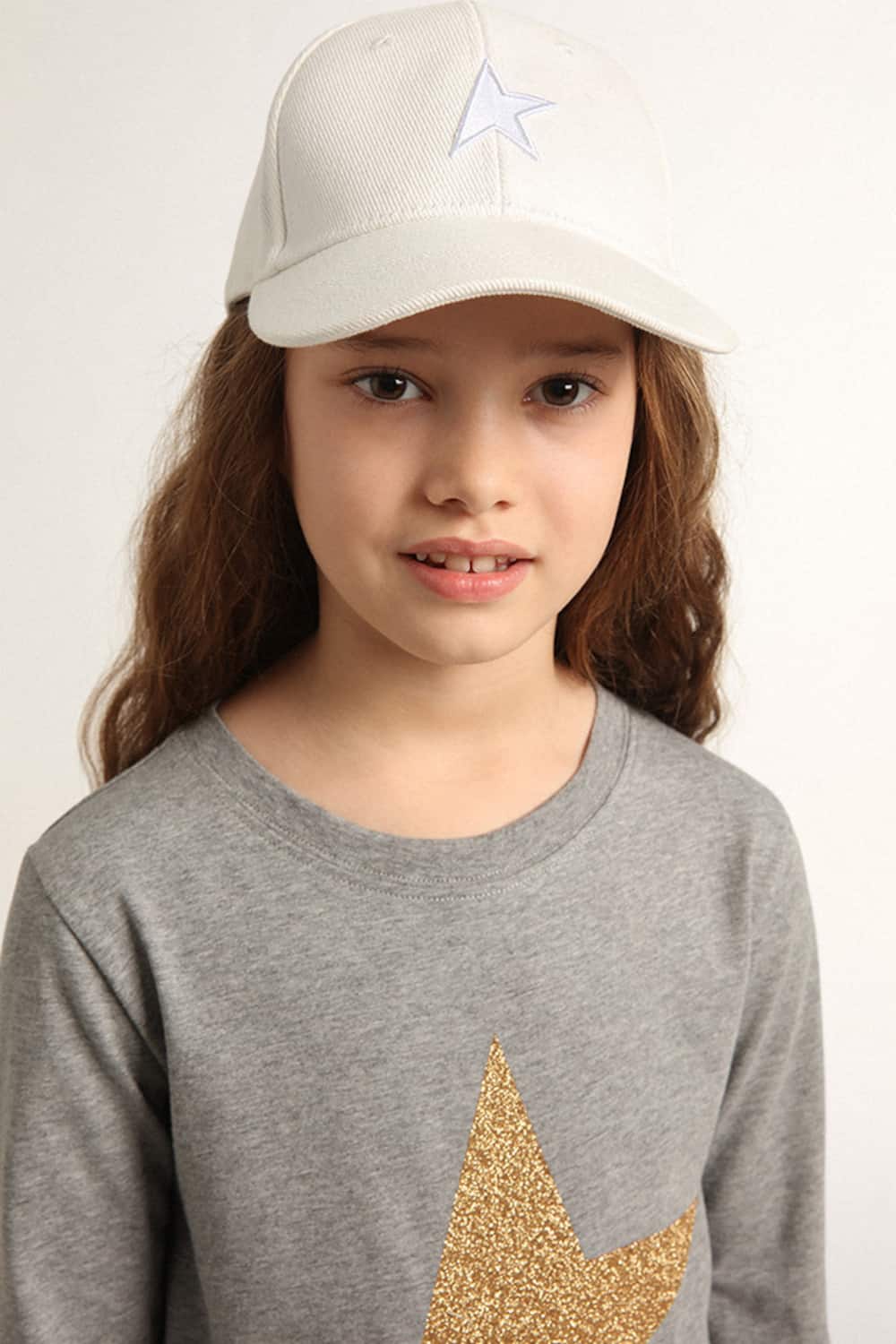 Golden Goose - Kids’ white baseball cap with star in 