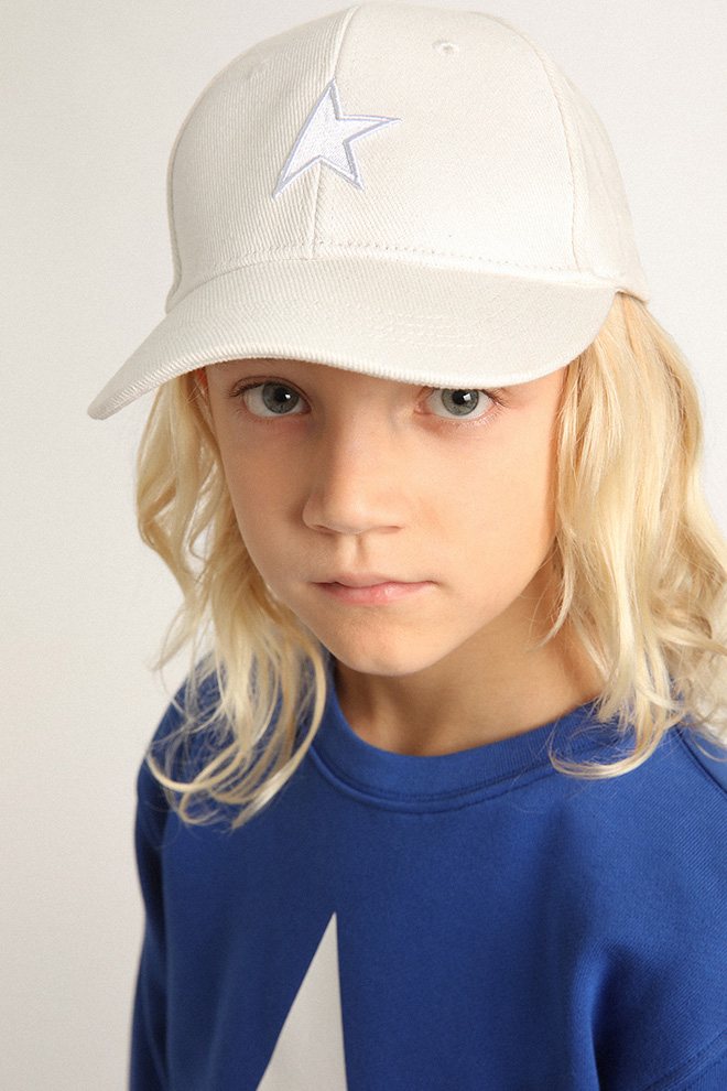 Golden Goose - Casquette de baseball blanche pour enfant avec étoile in