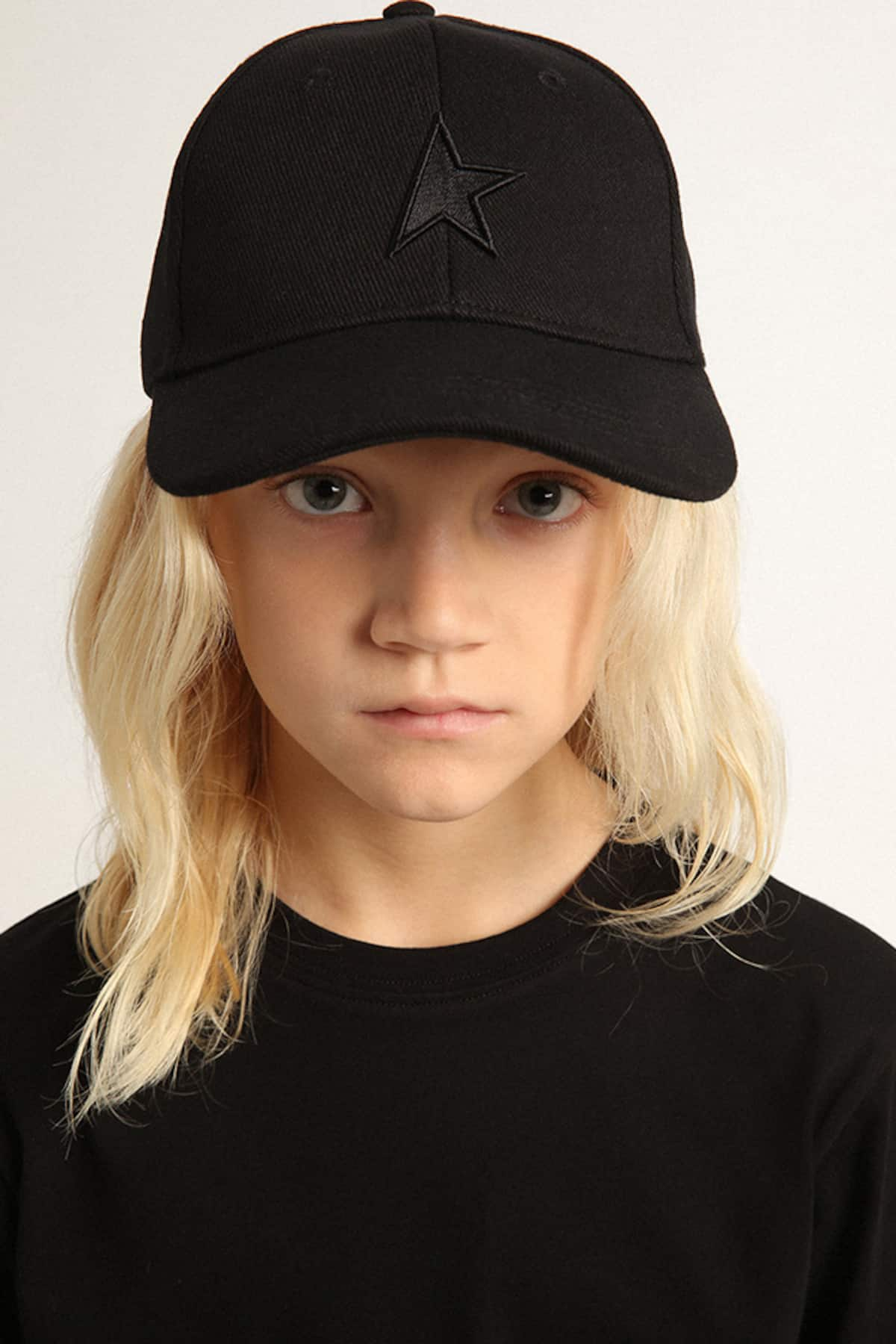 Golden Goose - Kids’ black baseball cap with star in 