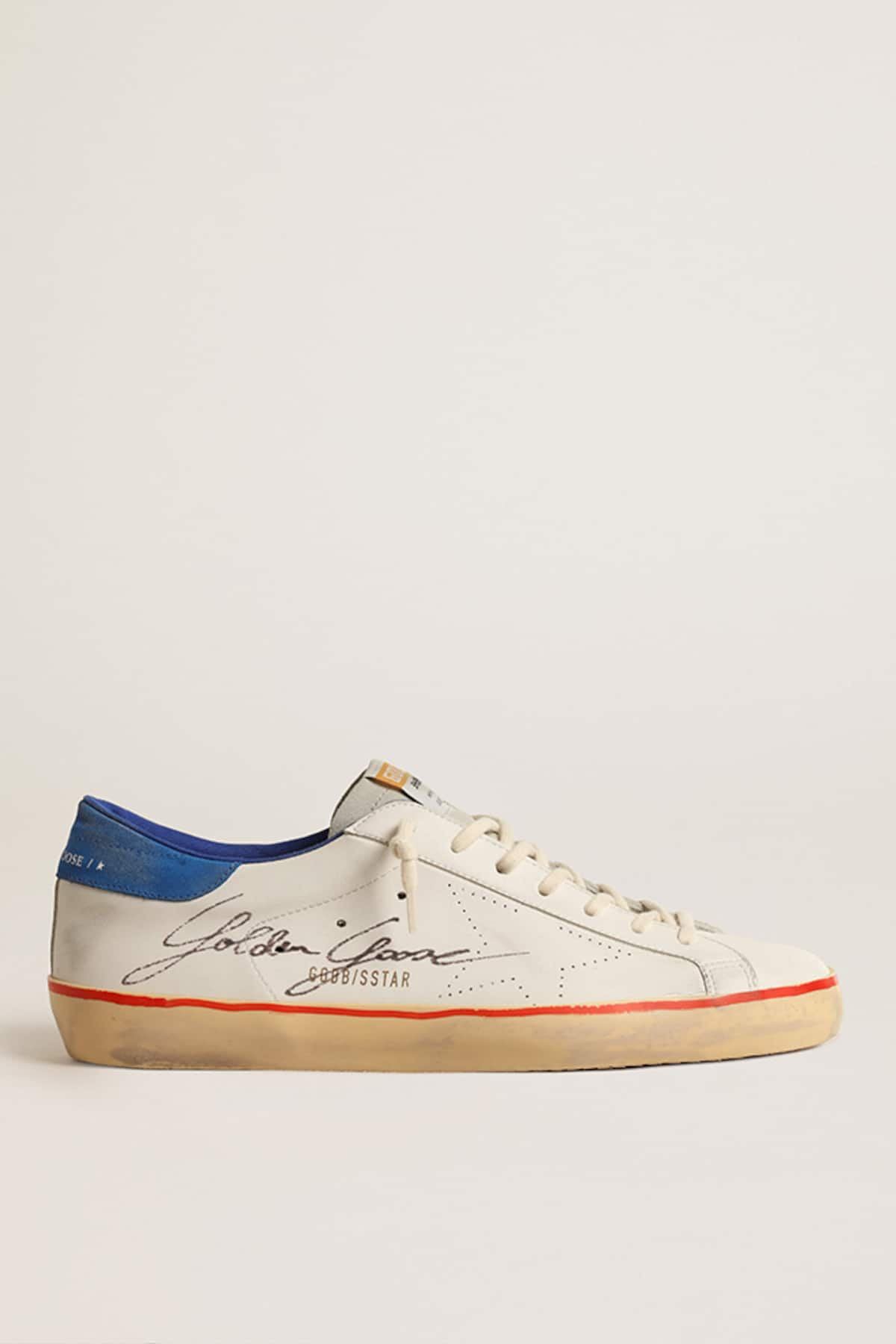 Golden Goose - Super-Star de hombre con estrella perforada y refuerzo del talón de ante azul in 