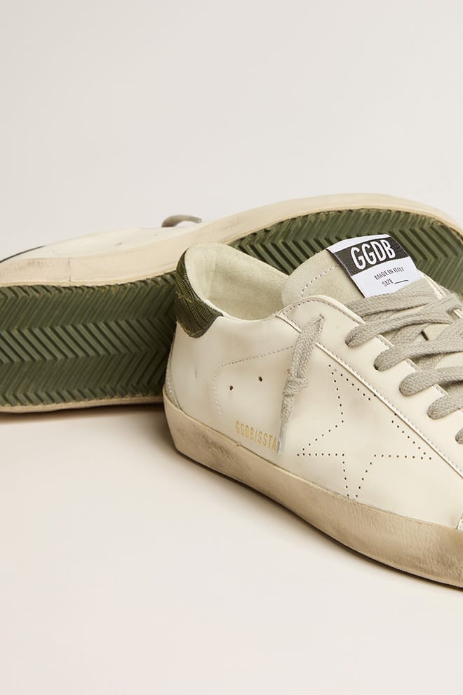 ★関税込★Golden goose★SUPERSTAR GREEN TAB SNEAKERS★男性★ Men's Super-Star in green leather and multifoxing