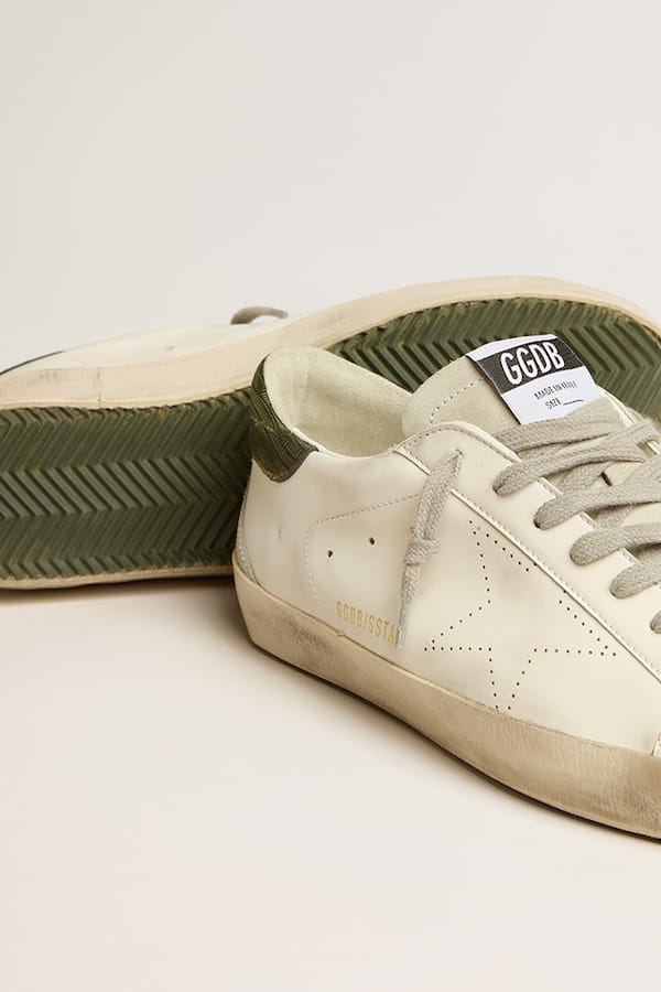 Golden Goose - Men’s Bio-based Super-Star with perforated star and green heel tab in 