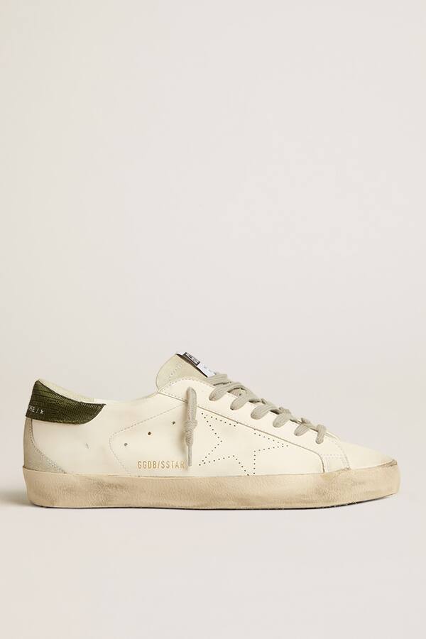 Golden Goose - Men’s Bio-based Super-Star with perforated star and green heel tab in 