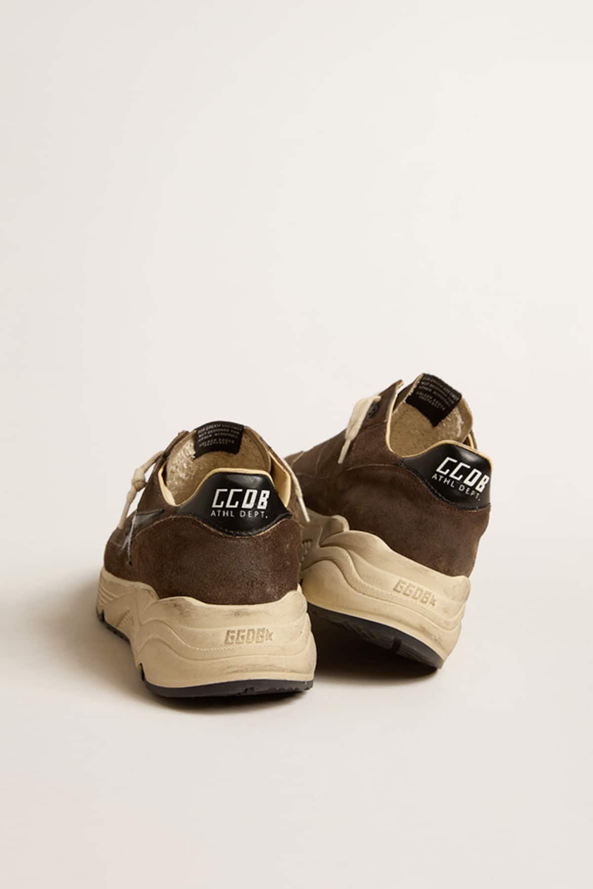 Golden Goose - Running Sole Uomo in rete e suede marroni con stella in pelle lucida nera in 