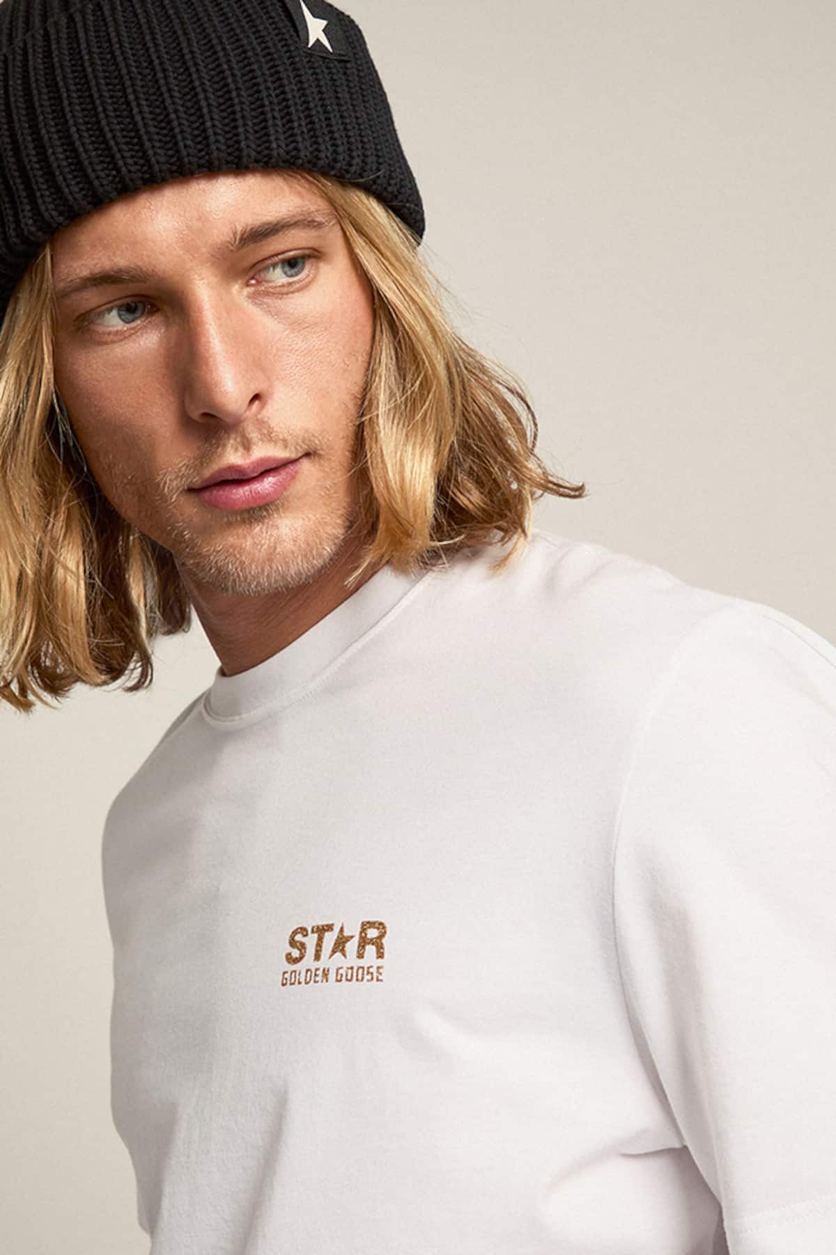 Golden Goose - Star M's regular t-shirt with logo and big star black in 