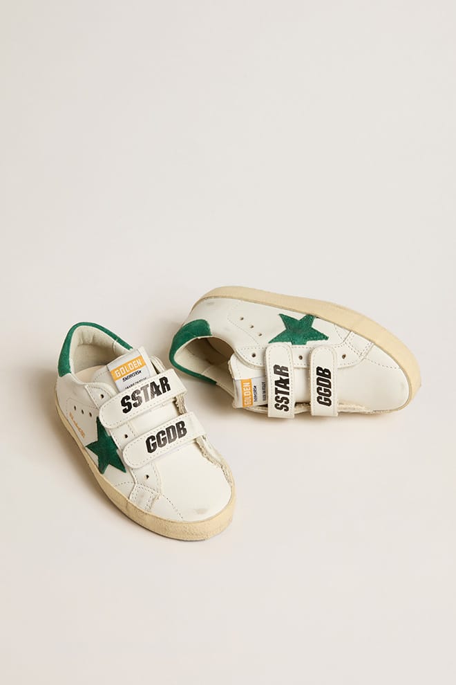 Old School Teen with green suede star and heel tab | Golden Old School Teen with green suede star and heel tab | Golden