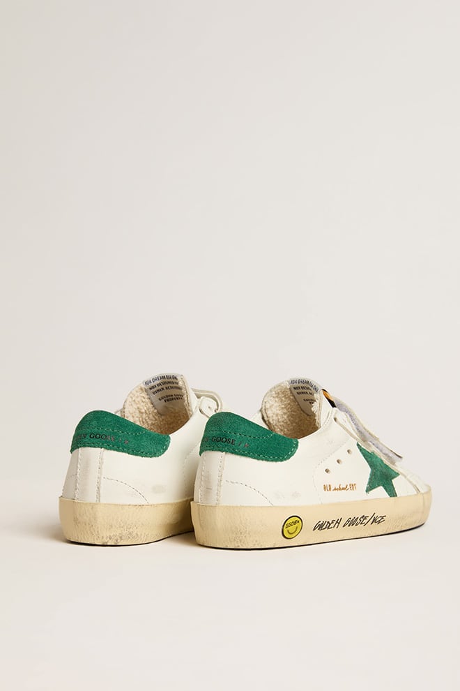 Golden Goose - Old School Teen with green suede star and heel tab in 