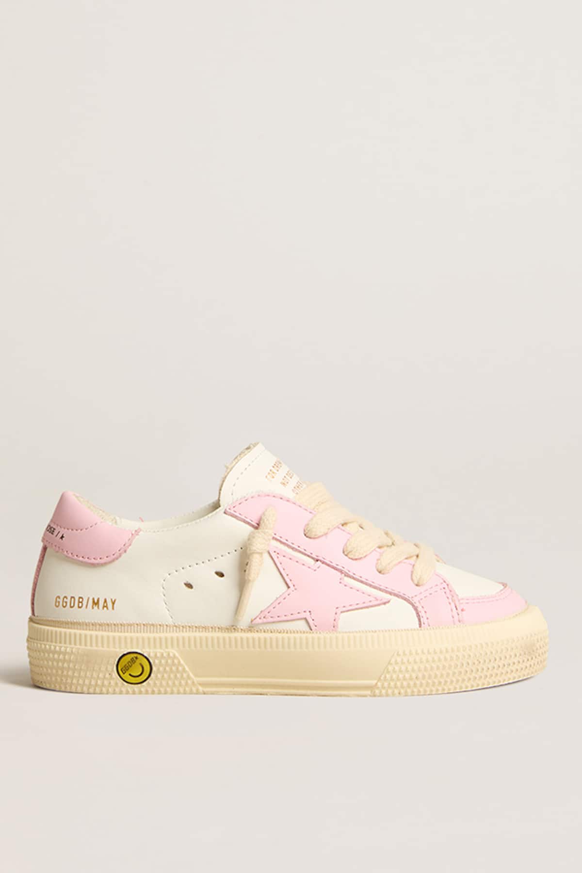 Golden Goose - May Teen in white and pink leather with pink leather star in 