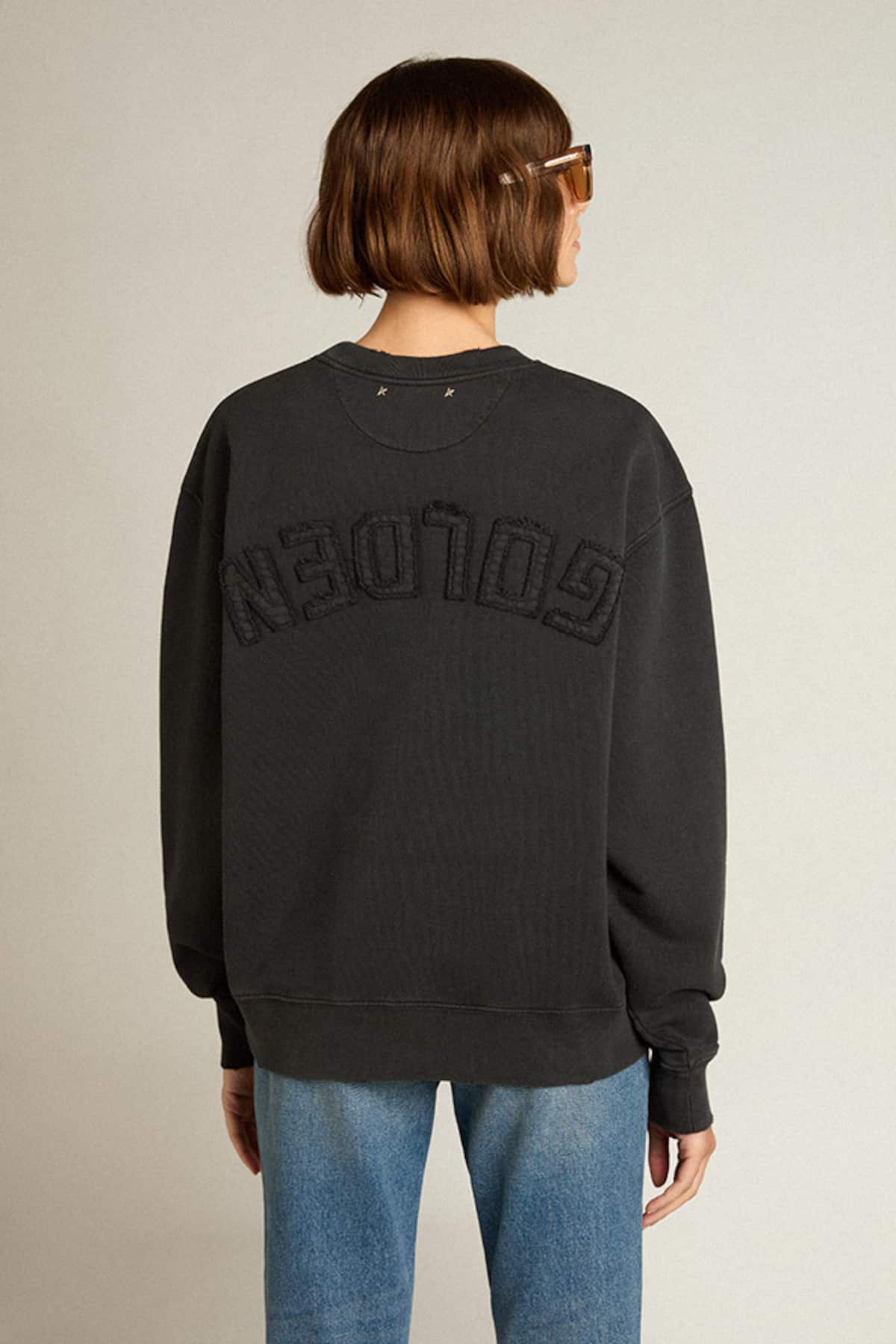 Golden Goose - Sweatshirt in washed black with reverse logo on the back - Jersey Capsule in 