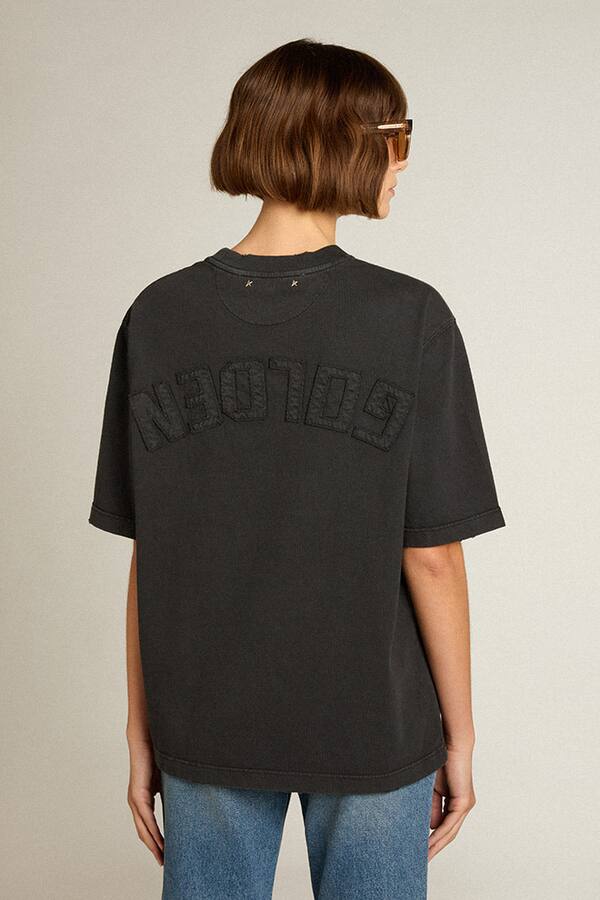 Golden Goose - T-shirt in washed black with reverse logo on the back - Jersey Capsule in 