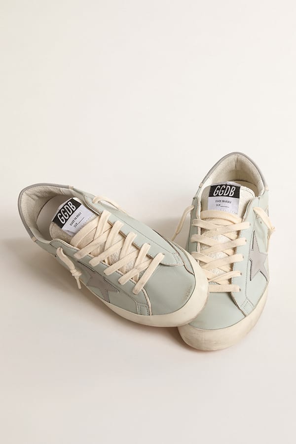 Golden Goose - Women&rsquo;s baby-blue nappa Super-Star with grey leather star and heel tab in 