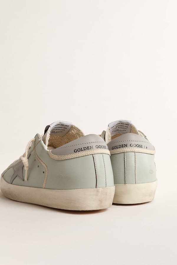 Golden Goose - Women&rsquo;s baby-blue nappa Super-Star with grey leather star and heel tab in 