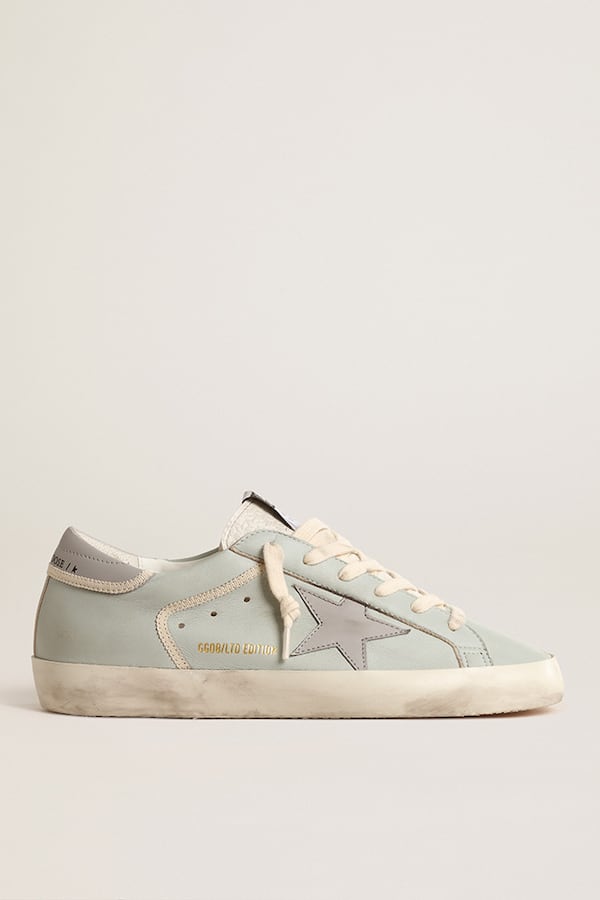 Golden Goose - Women&rsquo;s baby-blue nappa Super-Star with grey leather star and heel tab in 