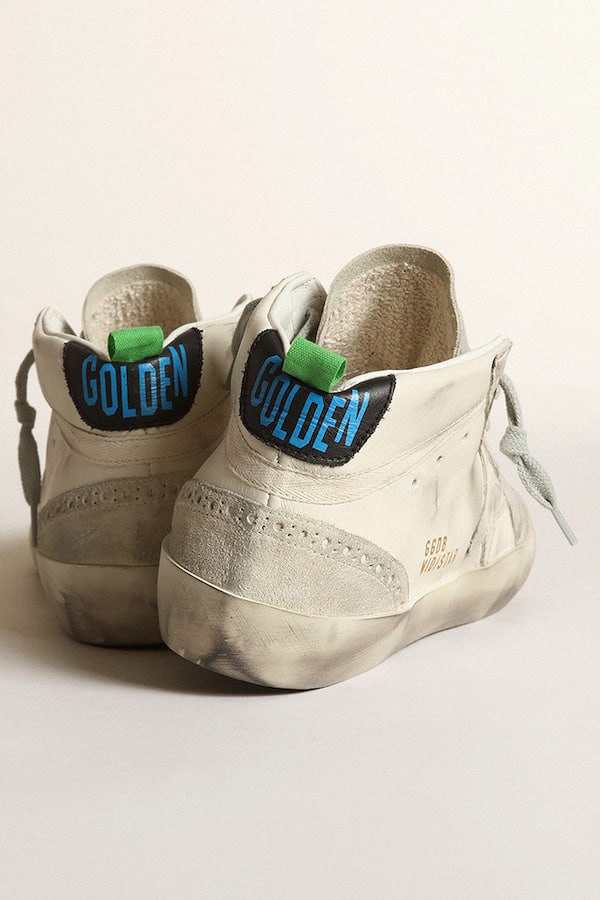 Golden Goose - Women’s Mid-Star with white leather star and gray suede inserts in 