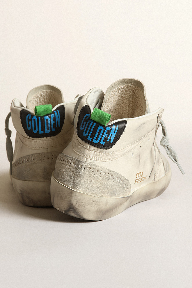 Golden Goose - Mid-Star Damen mit weißem Lederstern und grauen Rauledereinsätzen in