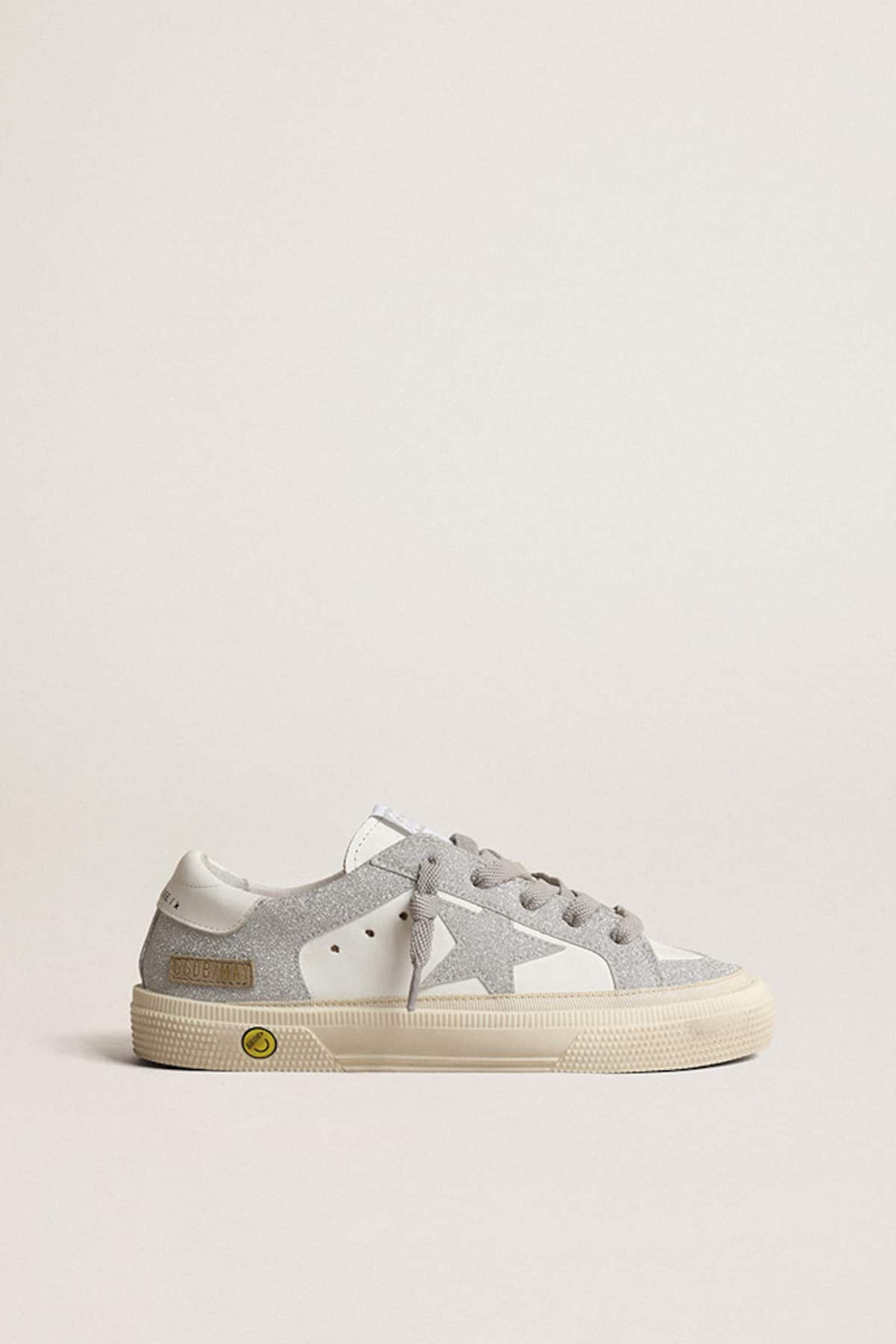 Golden Goose - May Young de piel blanca con purpurina plateada in 