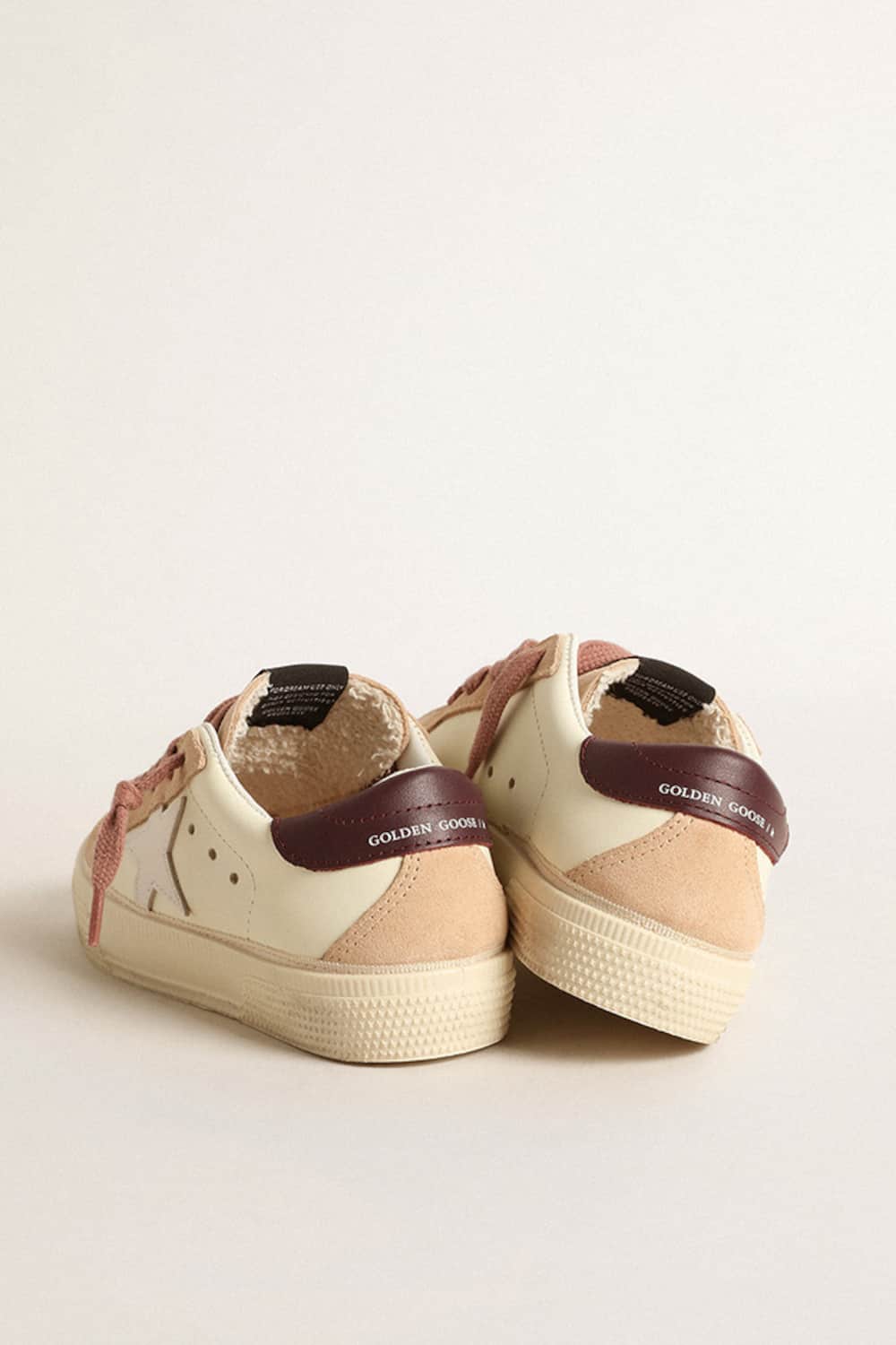 Golden Goose - Young May in cream leather with suede star and heel tab in 